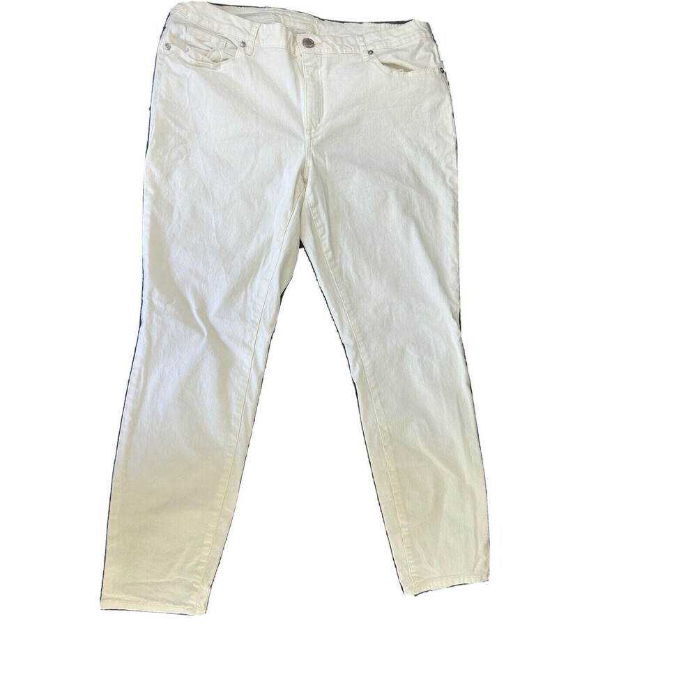 Crown & Ivy Womens White skinny Jeans 14 Stretch Mid - Rise